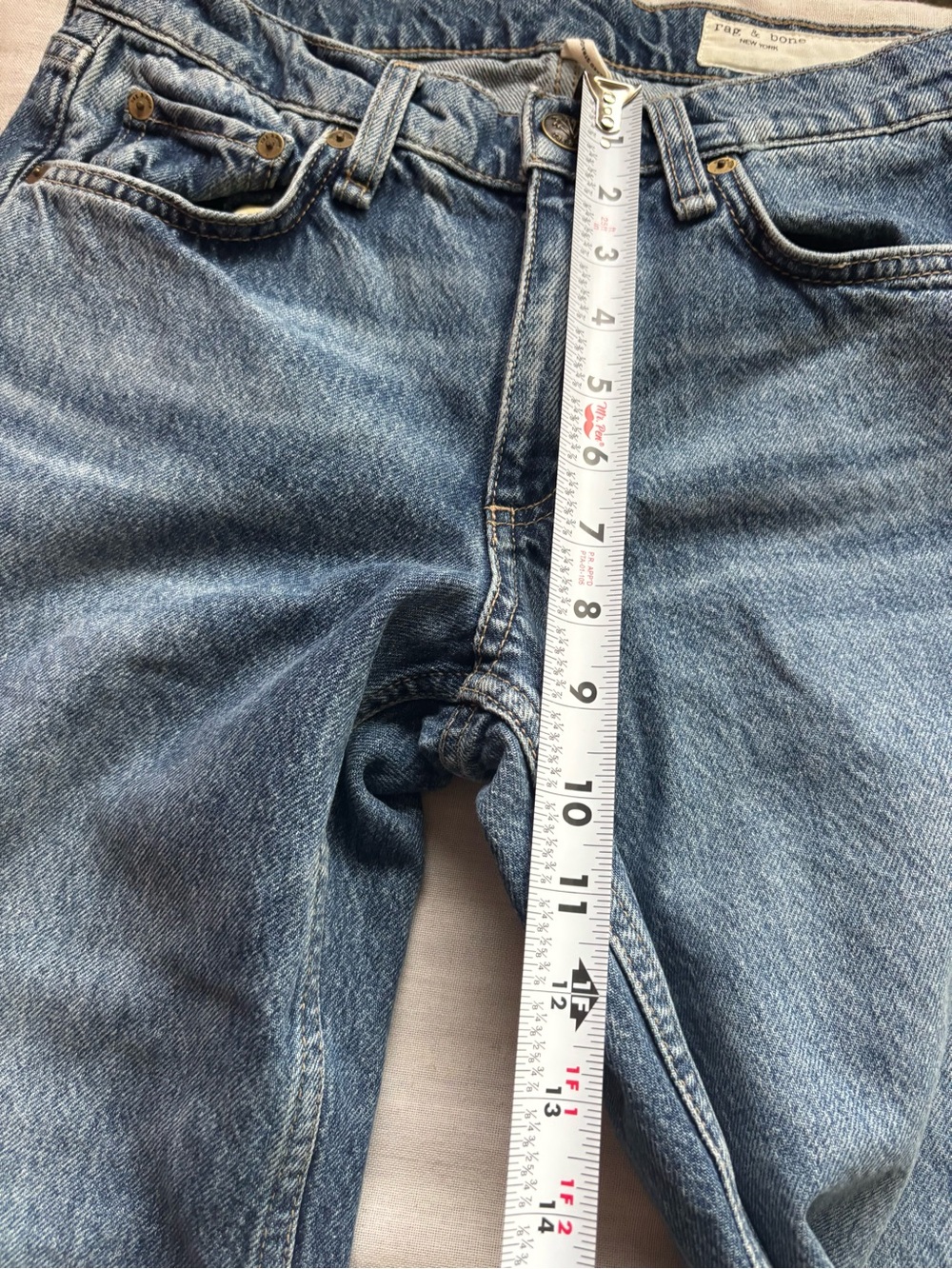 Rag & Bone Saige Low Rise Relaxed Straight Jeans Size 25 Echo Full Length - Picture 12 of 13
